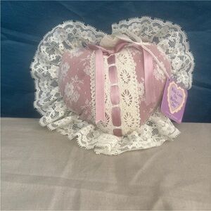 Russ Pink Heart with Lace Trim